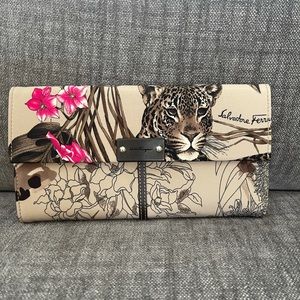 New Salvatore Ferragamo Animal Print Wallet